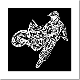 33 Motocross Jumping White Sketch Art Posters and Art